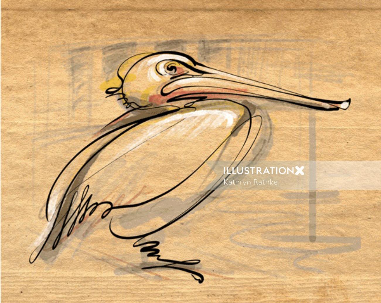 Pencil art of duck 