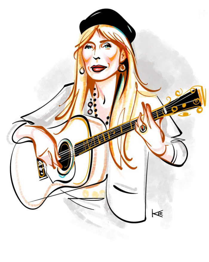 Portrait en ligne d&#39;une guitariste féminine