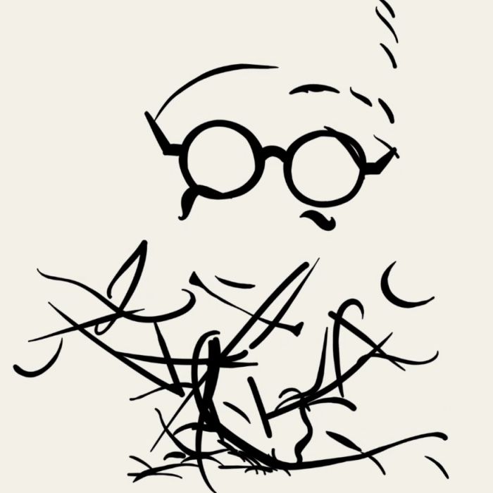 IM Pei's line portrait breaks and is reconstructed