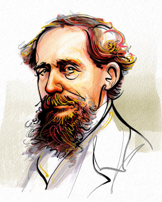 Retrato de 1860 do escritor Charles Dickens