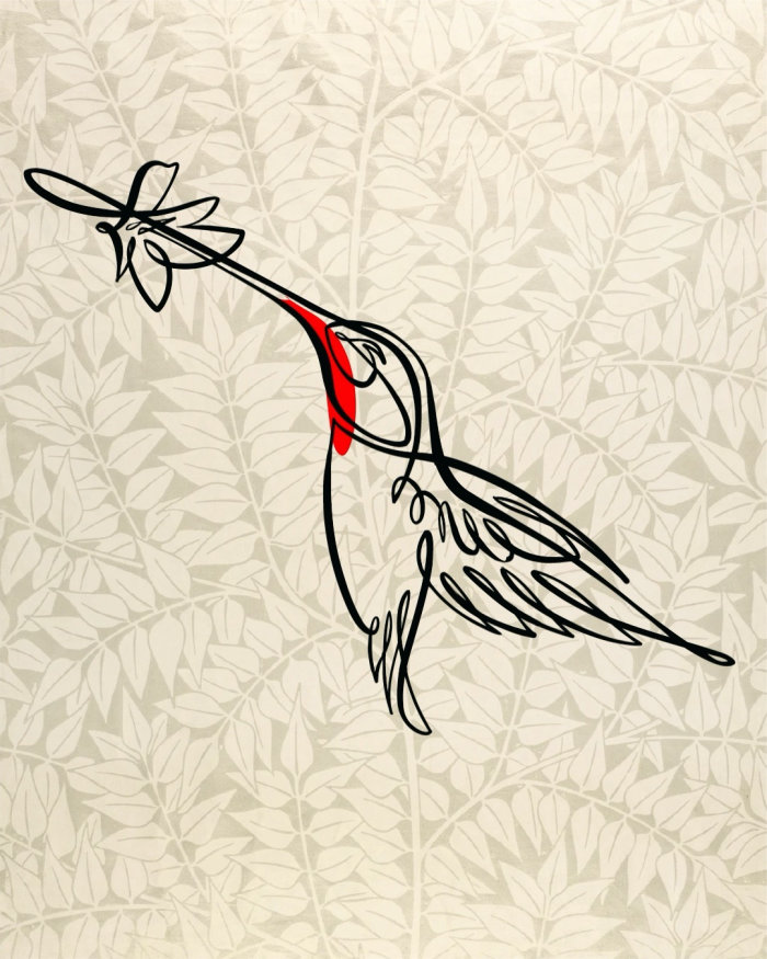 Un graphique linéaire d&#39;un colibri assoiffé