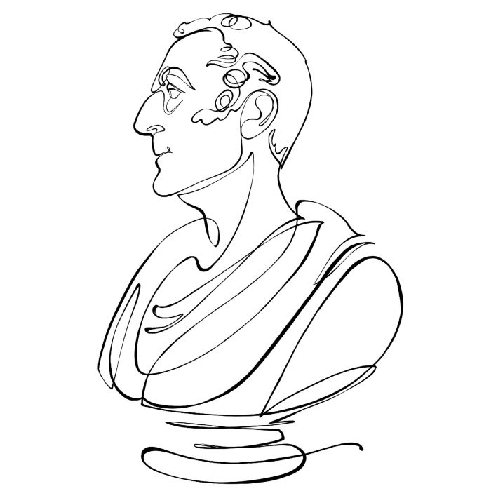 One-line animation depicting Trinity College's renowned thinker statue