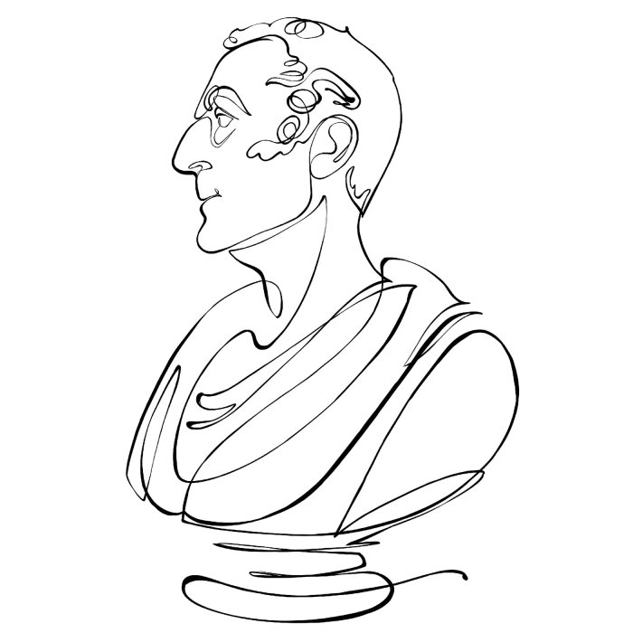 Animation en une ligne représentant la célèbre statue du penseur du Trinity College