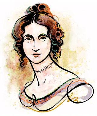 Mary Shelley's colourful portrait drawing