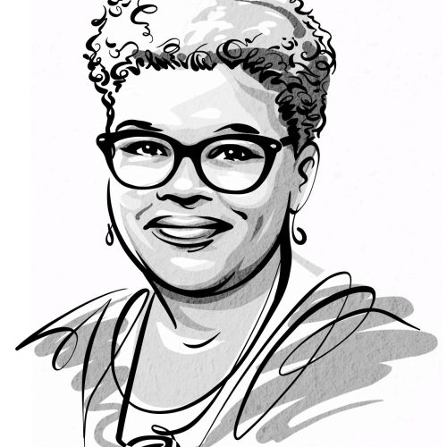 Black and white portrait of Attica Locke