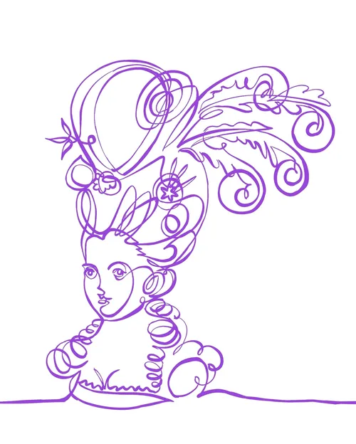 Single continuous line portrait of Marie Antoinette