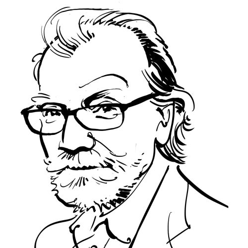 Black and white portrait of author George Saunders by Kathryn Rathke