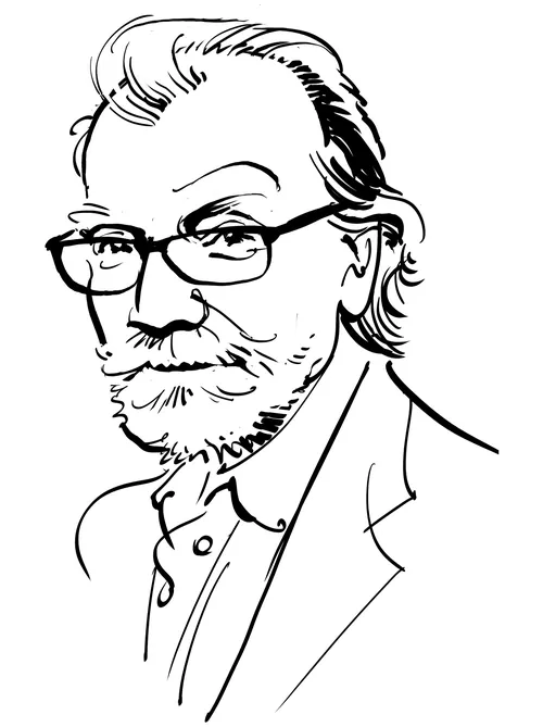 Black and white portrait of author George Saunders by Kathryn Rathke