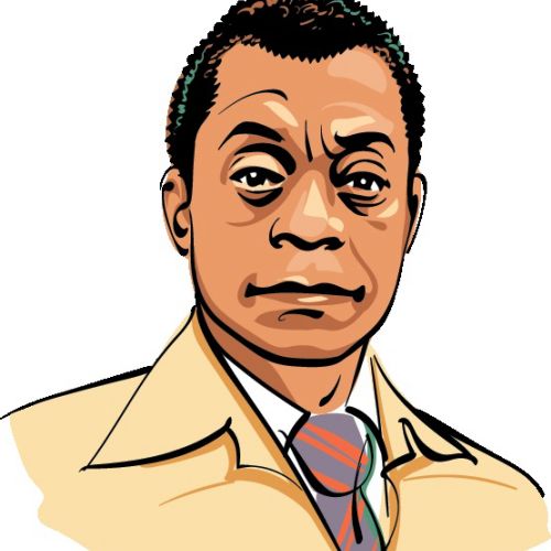 Illustrated portrait of James Baldwin by Kathryn Rathke