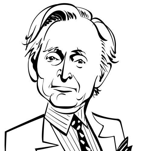 Caricature of older man in suit by Kathryn Rathke