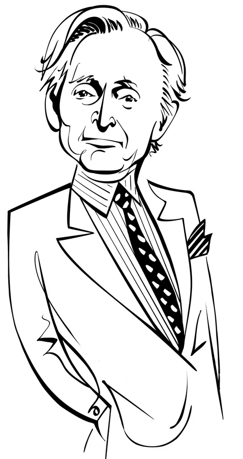 Caricature of older man in suit by Kathryn Rathke