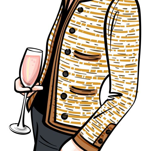 Portrait of elegant middle-aged woman holding a glass, by Kathryn Rathke