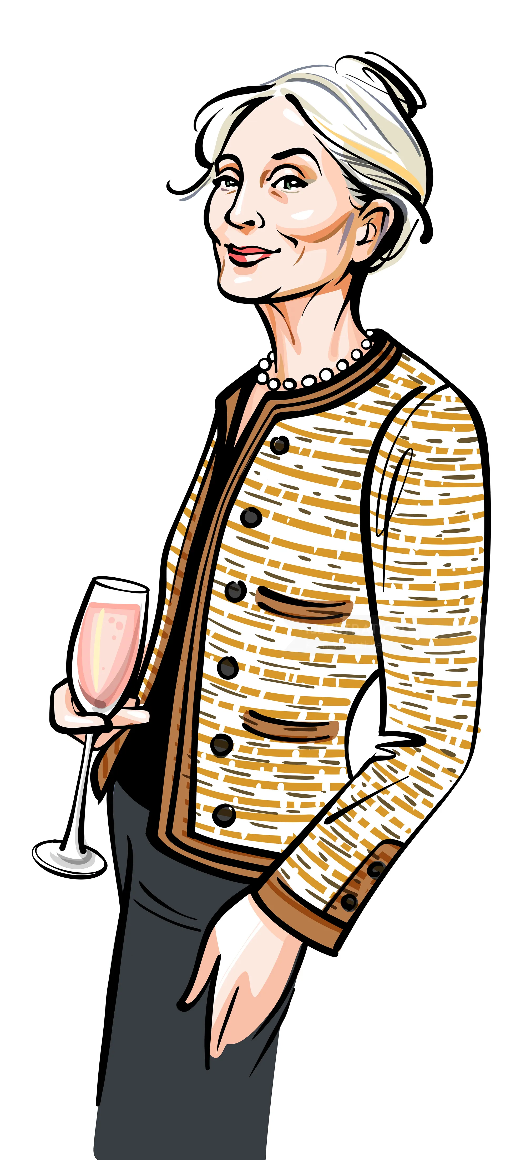 Portrait of elegant middle-aged woman holding a glass, by Kathryn Rathke