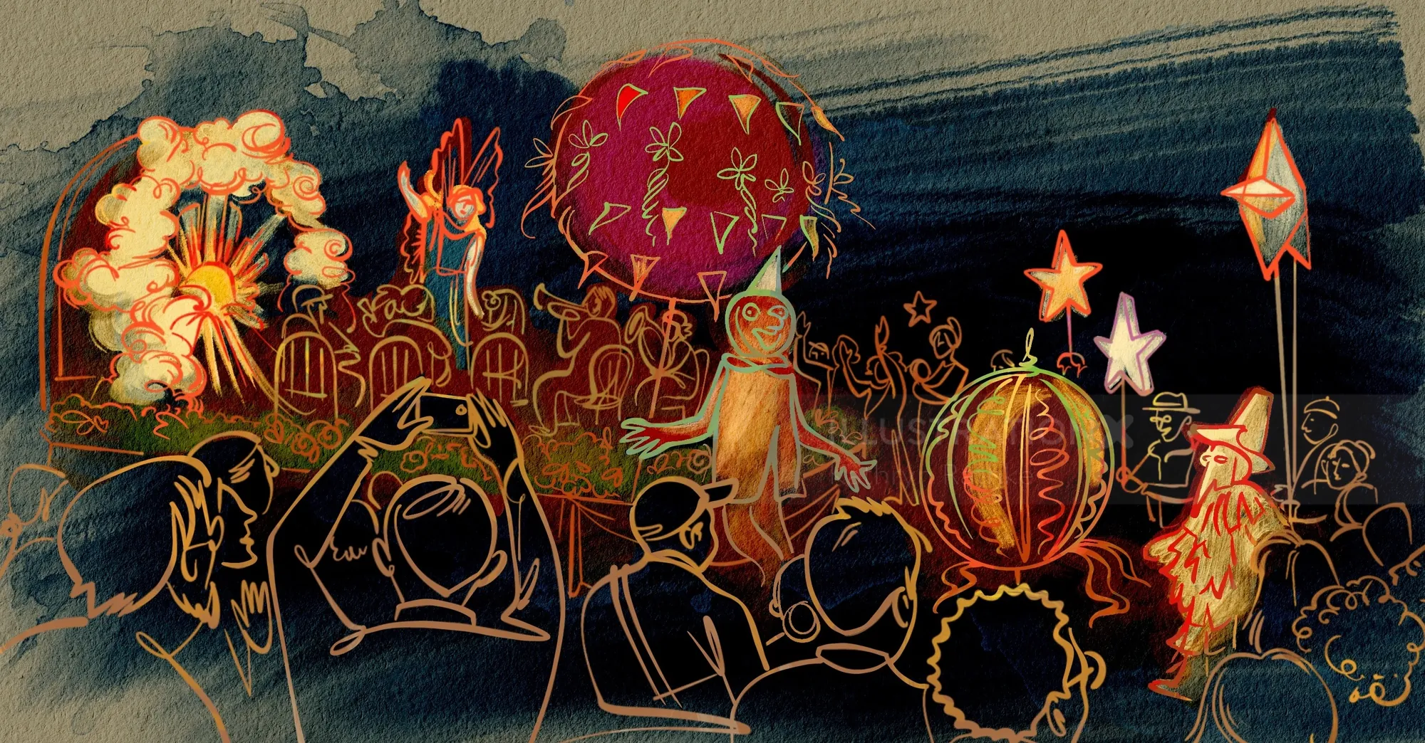 Festival in Oaxaca illustrated by Kathryn Rathke