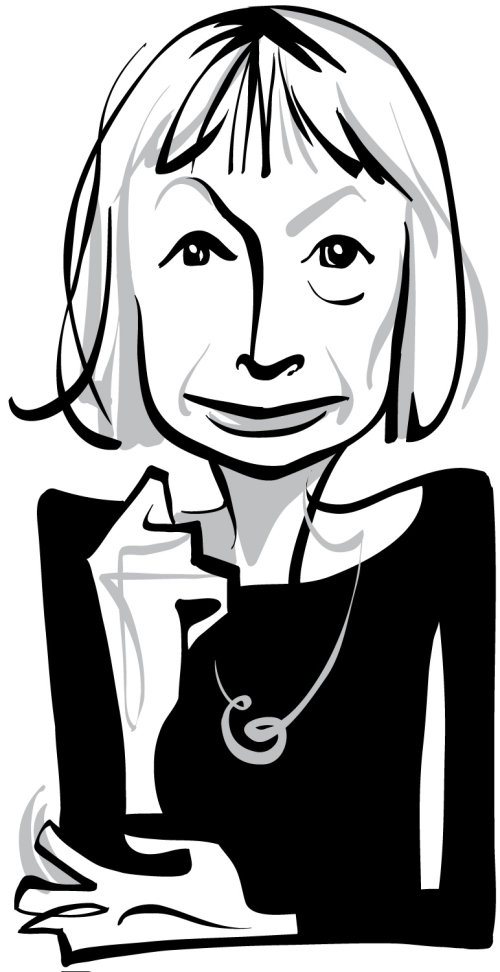 Black and white portrait of Joan Didion
