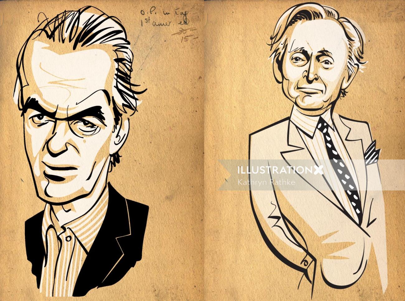 马丁·阿米斯（Martin Amis）和汤姆·沃尔夫（Tom Wolfe）肖像