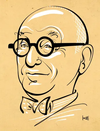 Line portrait of Wally Olins