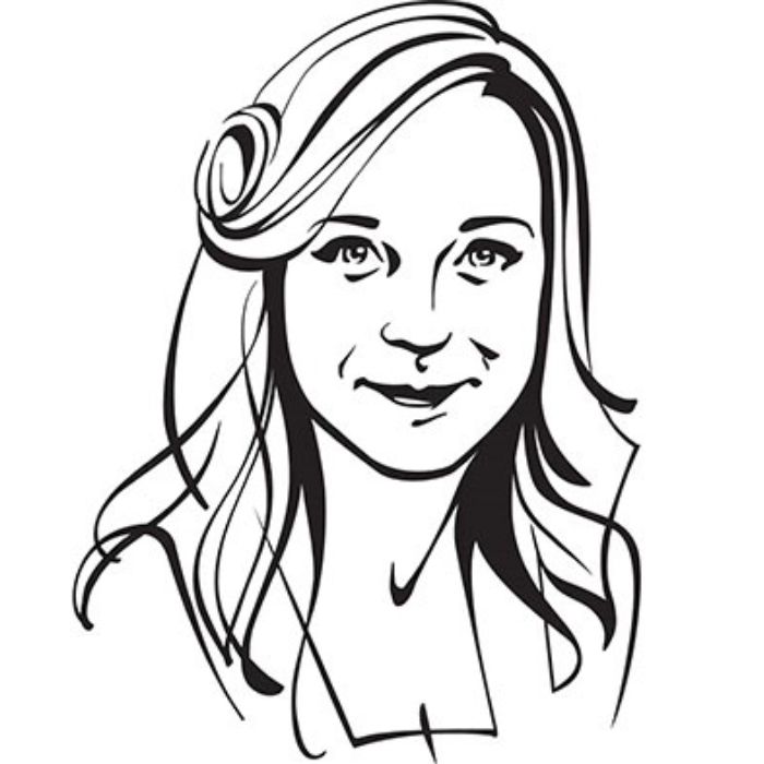 A portrait of a Rebecca Seale blinks her eyes