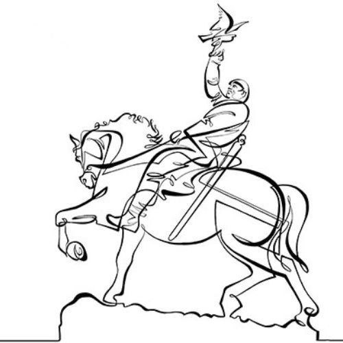 Animated line drawing of a famous statue