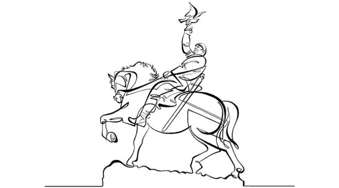Animated line drawing of a famous statue