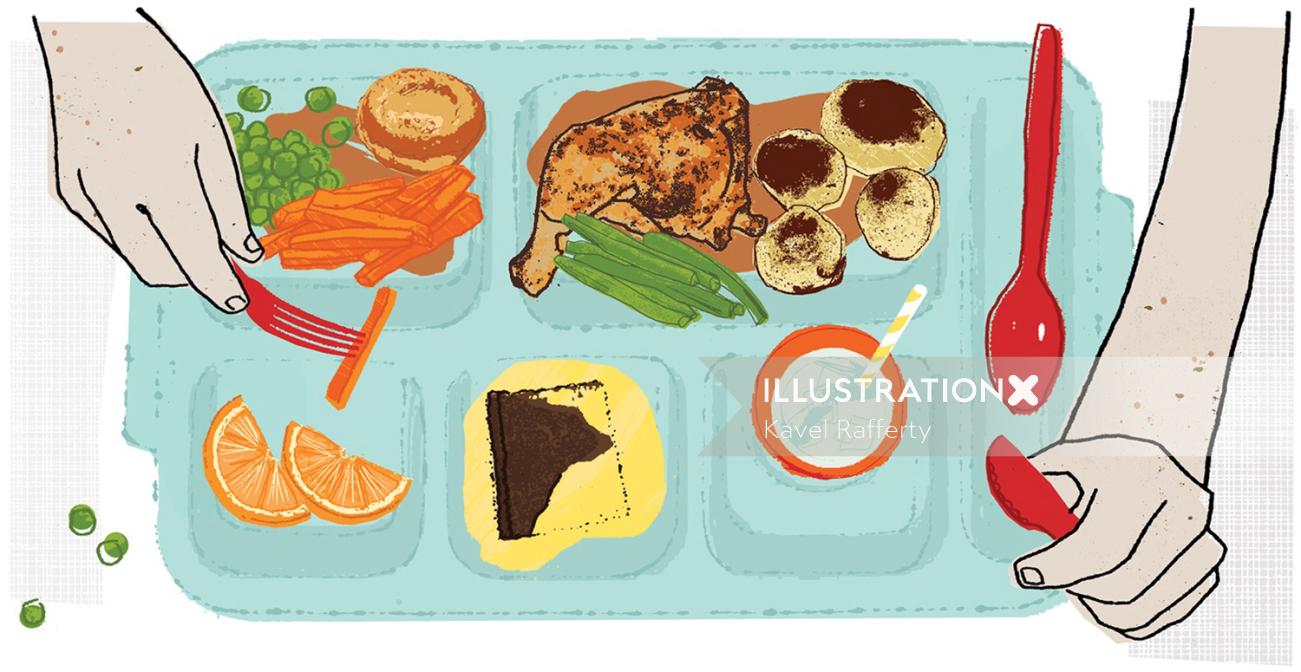Collage de nourriture scolaire