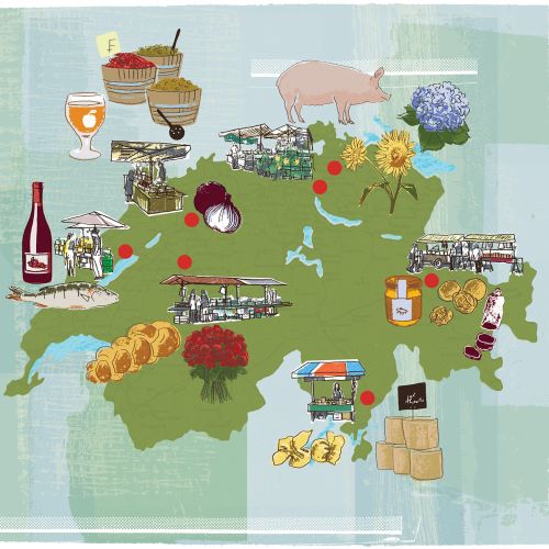 Swiss market map illustration