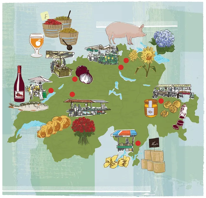 Swiss market map illustration