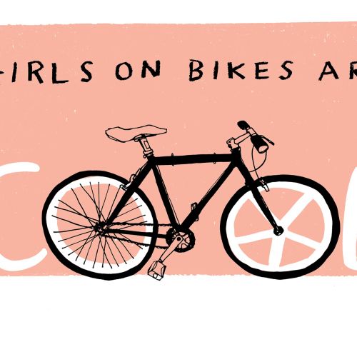 Girls on bikes are cool typography art