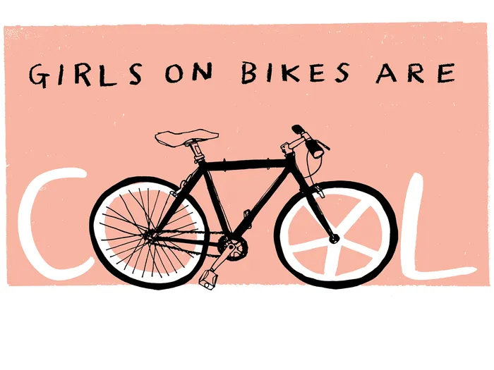 Girls on bikes are cool typography art