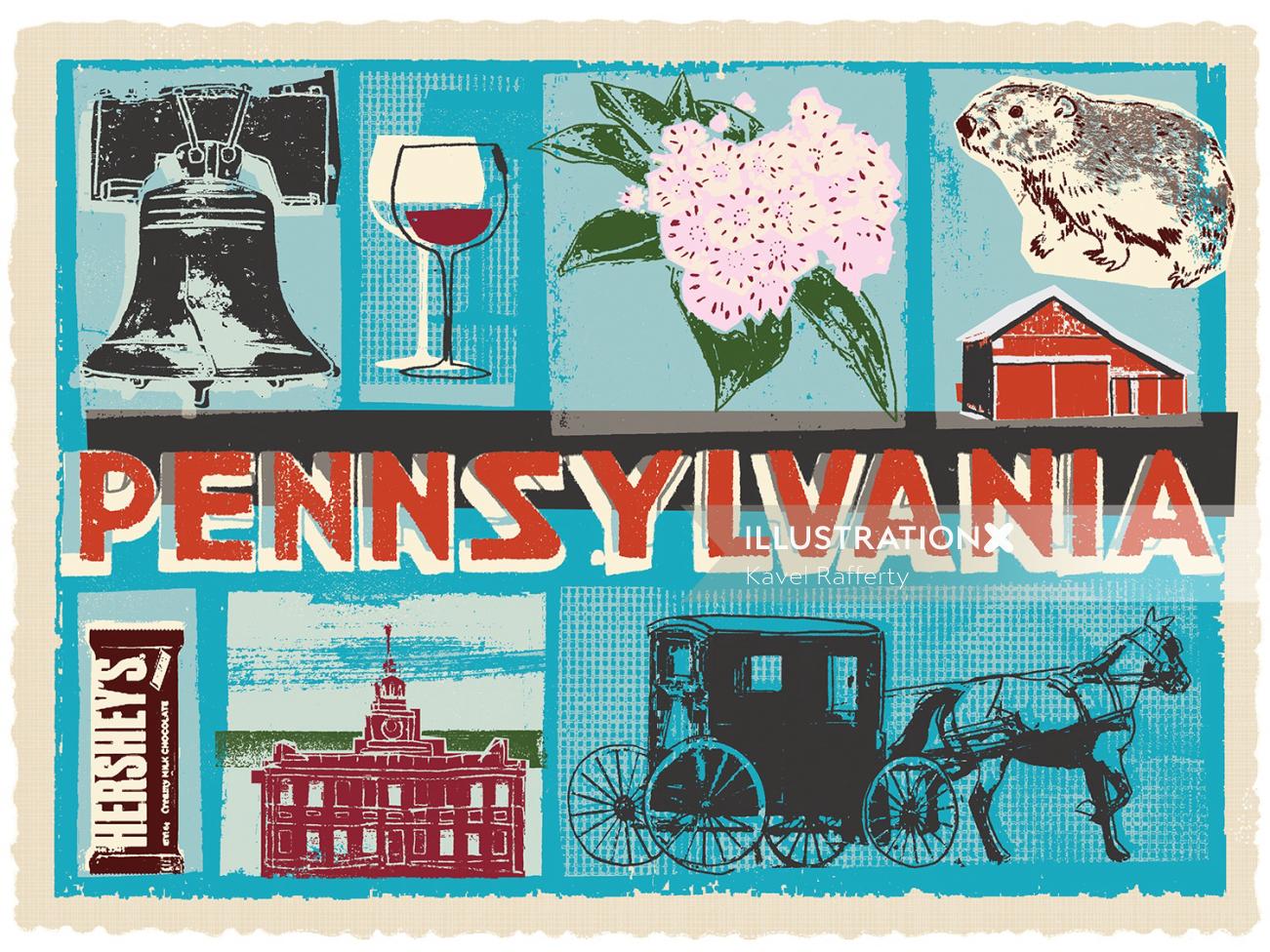 Pennsylvania postcard for the wine enthusiast US