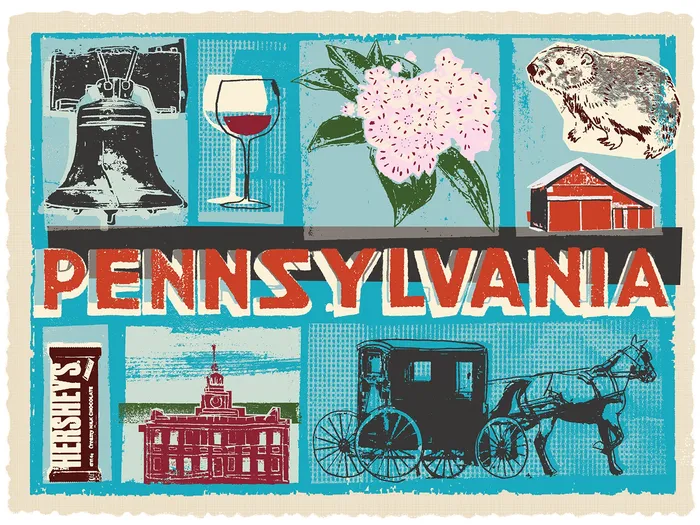 Pennsylvania postcard for the wine enthusiast US