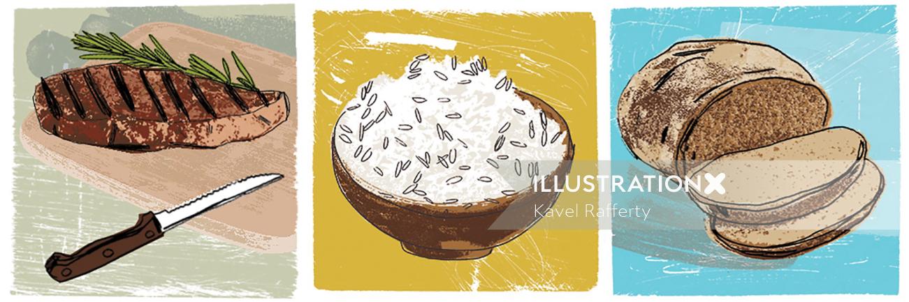 Illustration de nourriture de riz au cumin