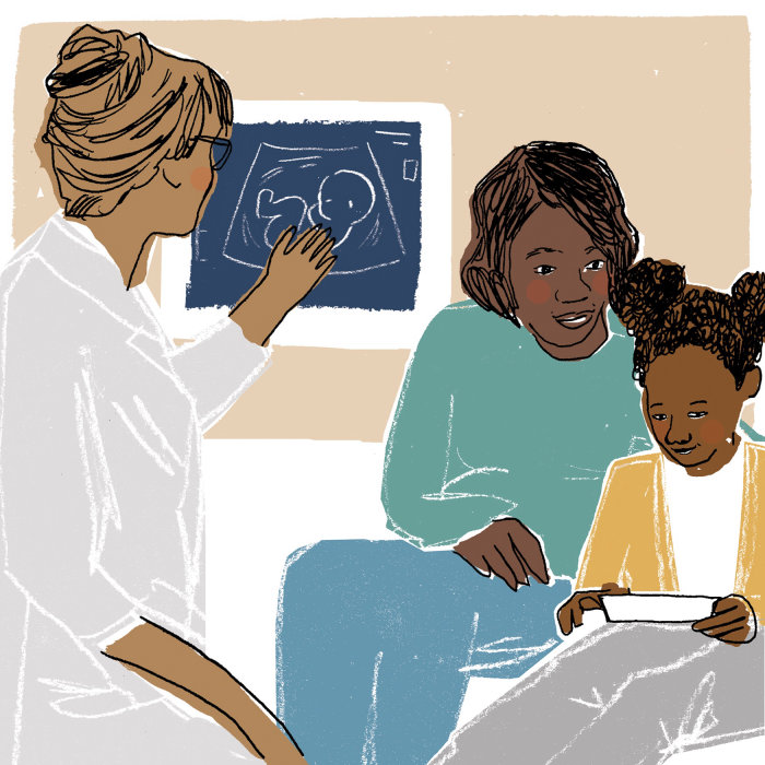 Ilustração da mãe ensinando seu filho