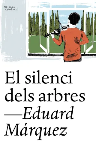 Boy playing violin by open window with tree view by Kavel Rafferty