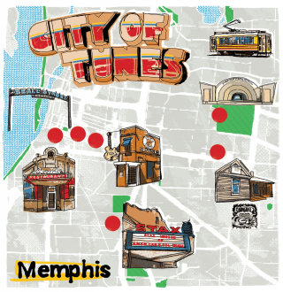 Localização e localização de Memphis - City of Tunes