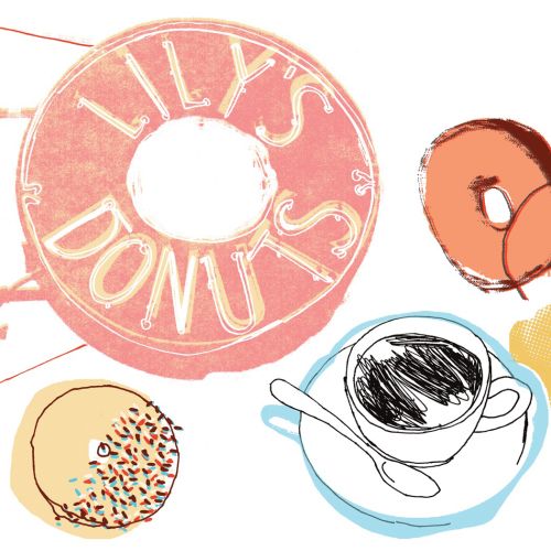 illustration of donuts and drink