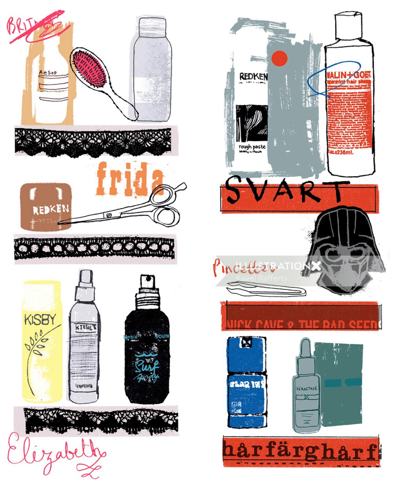 Vector art of hair beauty products