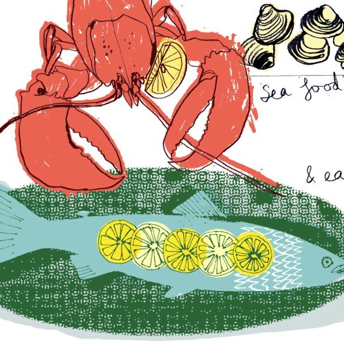 Hand drawing of seafood lobster