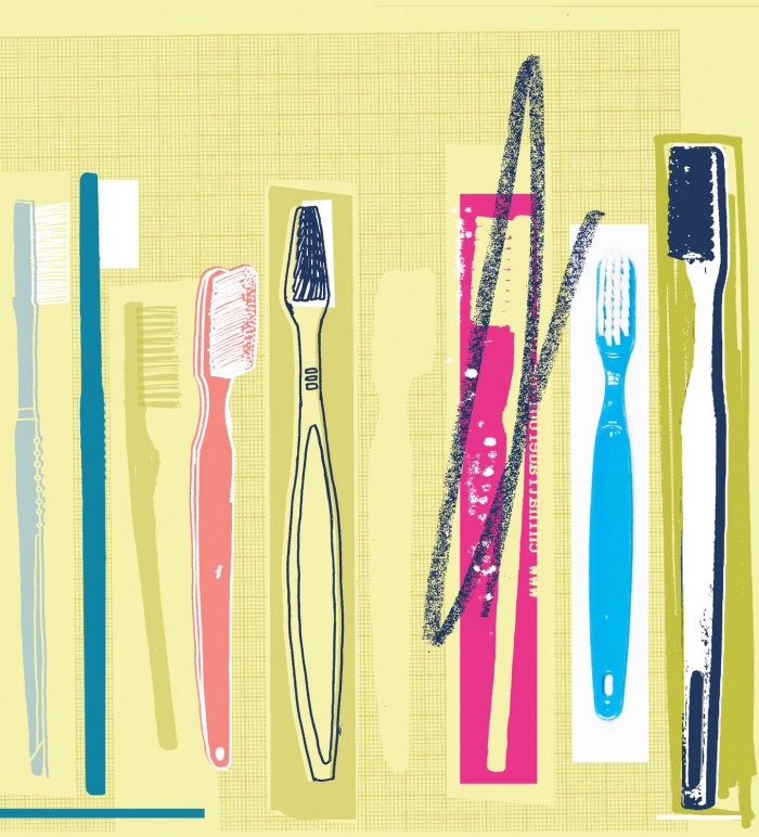 conjunto de diferentes tipos de escovas de dentes