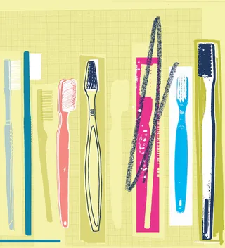 set of different type of toothbrushes