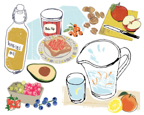 Ilustração de alimentos saudáveis