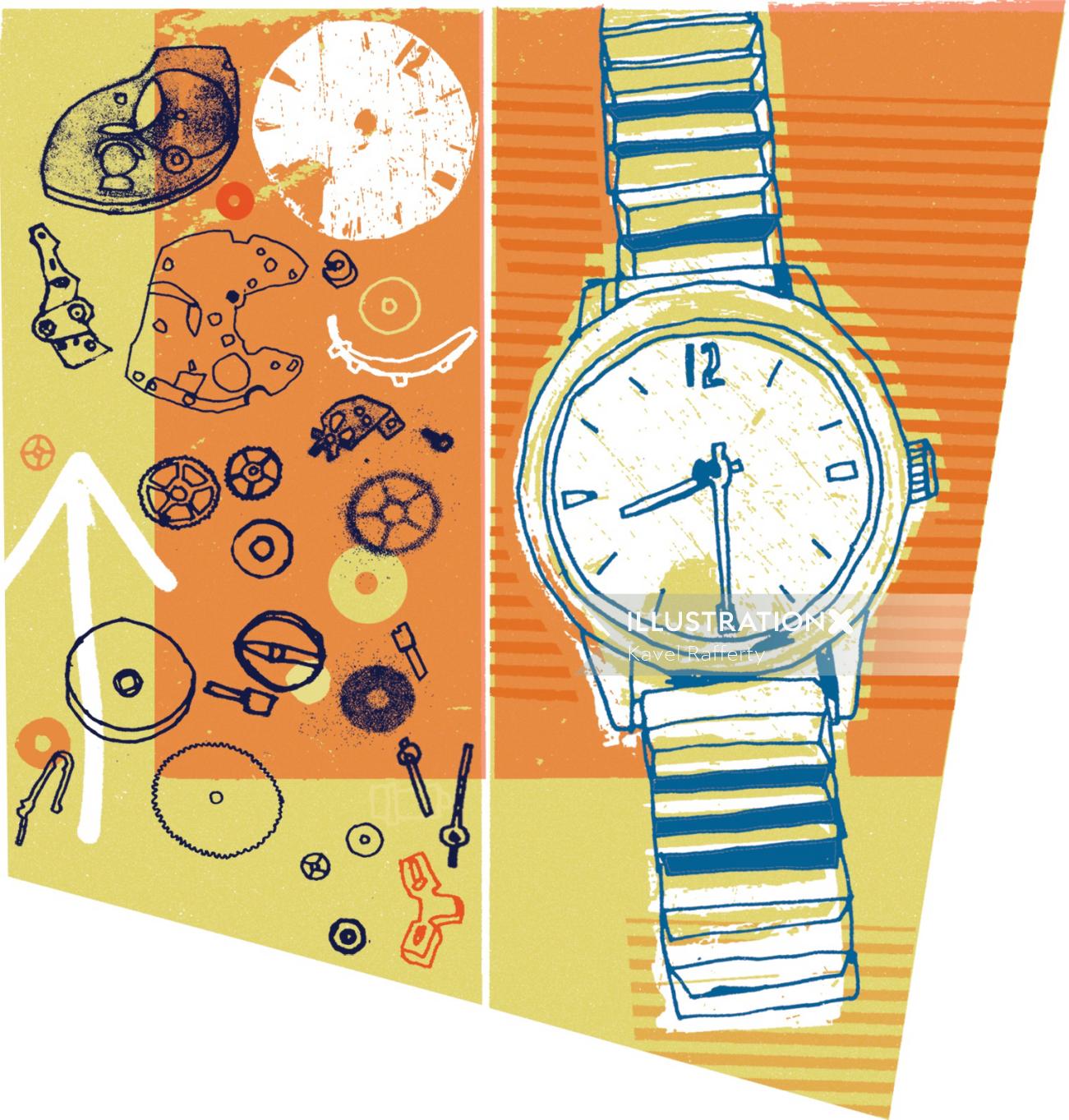 Illustration de la montre par Kavel Rafferty