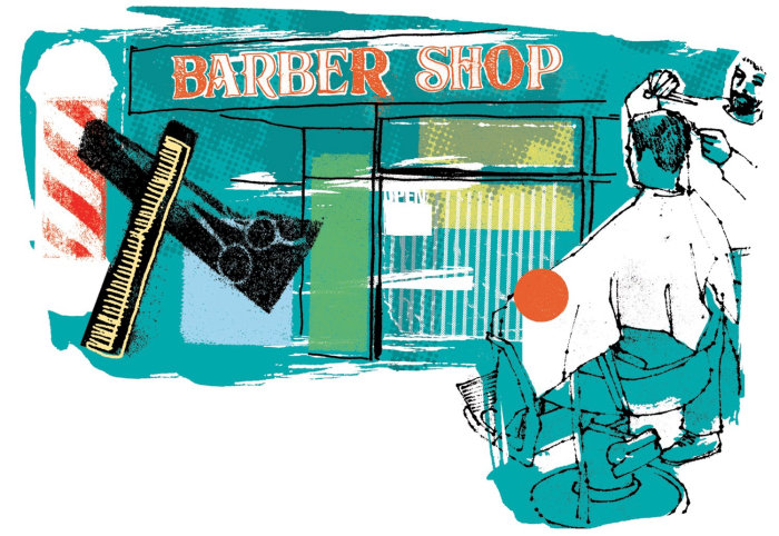 Uma ilustração da barbearia