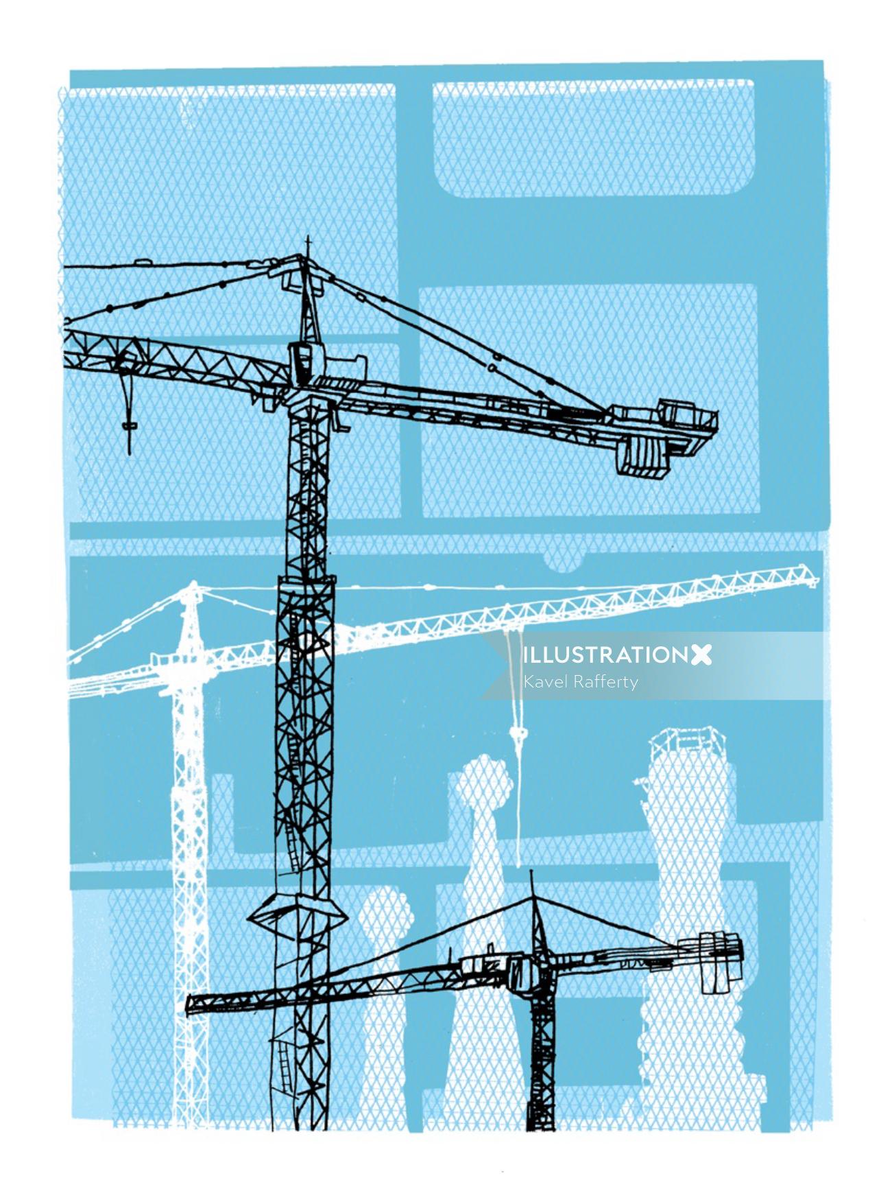 Illustration de la grue à tour de l&#39;industrie de la construction