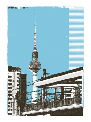Fernsehturm Berlín arte con técnicas mixtas
