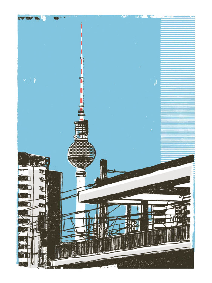 Arte dos meios mistos de Fernsehturm Berlim