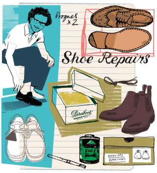 Ilustración de compra de zapatos para hombres.