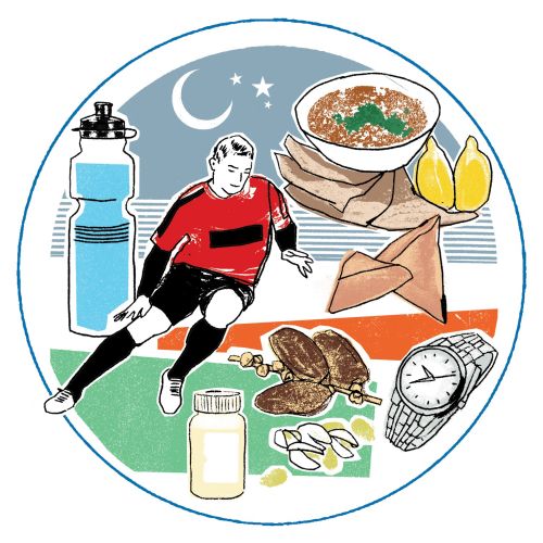 An Illustration Of Football Player & Food