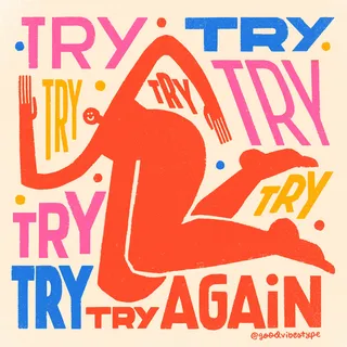 Try again lettering art