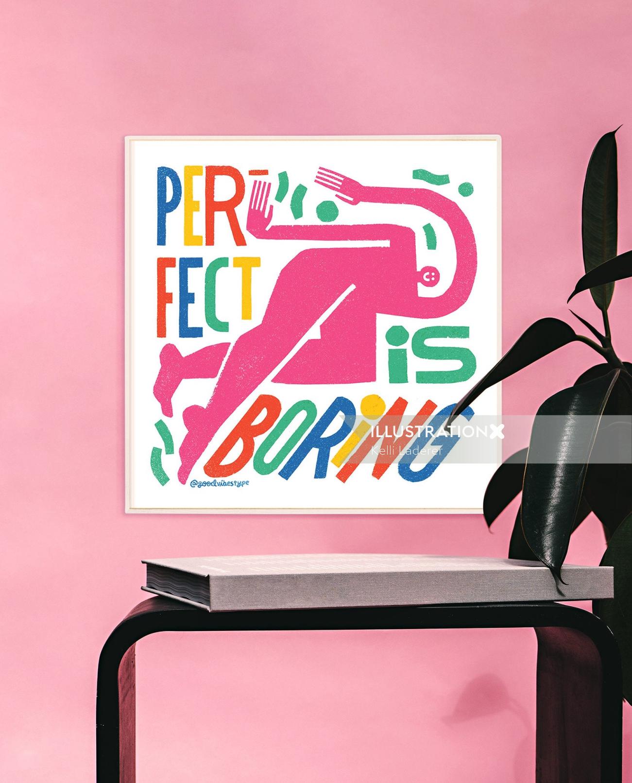 Perfection is boring mental health awareness typography